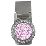 White Hawaiian flowers on purple Money Clips (CZ)  Front