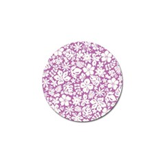 White Hawaiian Flowers On Purple Golf Ball Marker (4 Pack) by AnkouArts