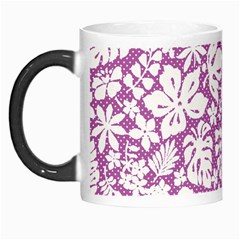 White Hawaiian Flowers On Purple Morph Mugs