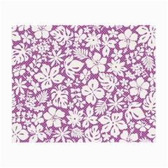 White Hawaiian Flowers On Purple Small Glasses Cloth by AnkouArts