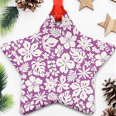 White Hawaiian Flowers On Purple Star Ornament (two Sides)