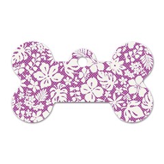 White Hawaiian Flowers On Purple Dog Tag Bone (one Side) by AnkouArts