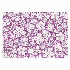 White Hawaiian Flowers On Purple Large Glasses Cloth by AnkouArts