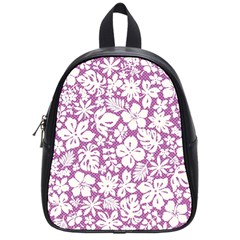 White Hawaiian Flowers On Purple School Bag (small) by AnkouArts