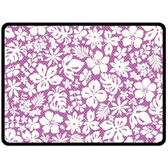 White Hawaiian Flowers On Purple Fleece Blanket (large) 