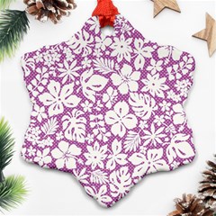 White Hawaiian Flowers On Purple Ornament (snowflake)