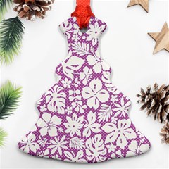 White Hawaiian Flowers On Purple Ornament (christmas Tree) 