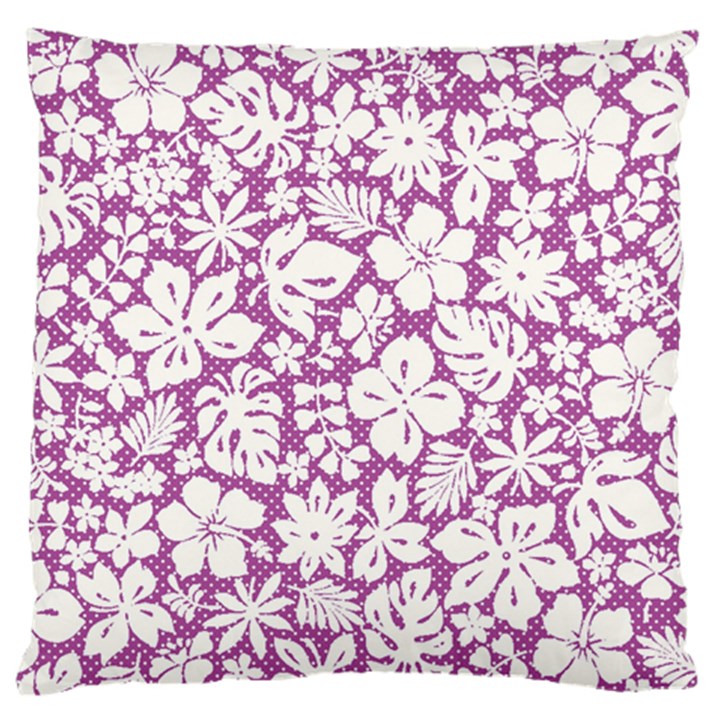 White Hawaiian flowers on purple Large Cushion Case (One Side)