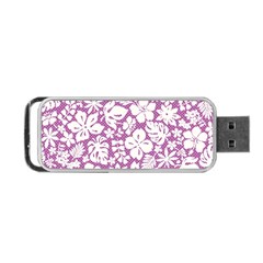 White Hawaiian Flowers On Purple Portable Usb Flash (two Sides) by AnkouArts