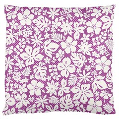 White Hawaiian Flowers On Purple Large Flano Cushion Case (two Sides) by AnkouArts