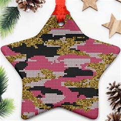 Abstract Glitter Gold, Black And Pink Camo Ornament (star)