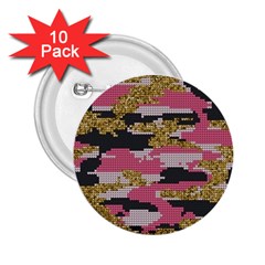 Abstract Glitter Gold, Black And Pink Camo 2 25  Buttons (10 Pack)  by AnkouArts