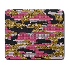 Abstract Glitter Gold, Black And Pink Camo Large Mousepads