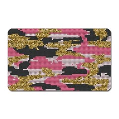 Abstract Glitter Gold, Black And Pink Camo Magnet (rectangular) by AnkouArts