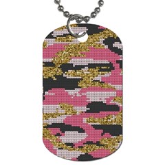 Abstract Glitter Gold, Black And Pink Camo Dog Tag (one Side) by AnkouArts