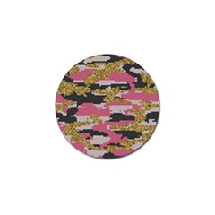 Abstract Glitter Gold, Black And Pink Camo Golf Ball Marker by AnkouArts