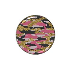 Abstract Glitter Gold, Black And Pink Camo Hat Clip Ball Marker (4 Pack) by AnkouArts