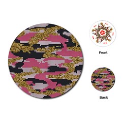 Abstract Glitter Gold, Black And Pink Camo Playing Cards Single Design (round)