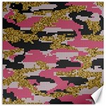 Abstract Glitter Gold, Black and Pink Camo Canvas 12  x 12  11.4 x11.56  Canvas - 1