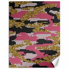 Abstract Glitter Gold, Black And Pink Camo Canvas 12  X 16  by AnkouArts