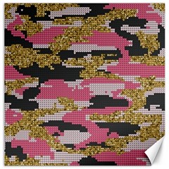 Abstract Glitter Gold, Black And Pink Camo Canvas 20  X 20  by AnkouArts