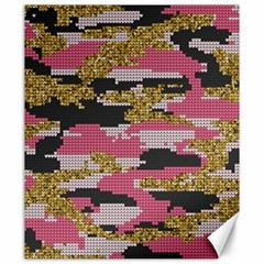 Abstract Glitter Gold, Black And Pink Camo Canvas 20  X 24  by AnkouArts