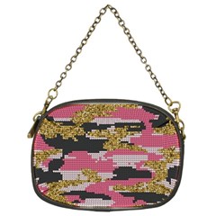 Abstract Glitter Gold, Black And Pink Camo Chain Purse (two Sides) by AnkouArts