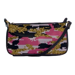 Abstract Glitter Gold, Black And Pink Camo Shoulder Clutch Bag by AnkouArts