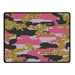 Abstract Glitter Gold, Black And Pink Camo Fleece Blanket (small) by AnkouArts