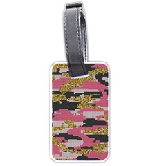 Abstract Glitter Gold, Black And Pink Camo Luggage Tag (one Side) by AnkouArts