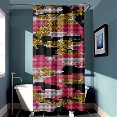 Abstract Glitter Gold, Black And Pink Camo Shower Curtain 36  X 72  (stall)  by AnkouArts