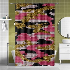 Abstract Glitter Gold, Black And Pink Camo Shower Curtain 48  X 72  (small)  by AnkouArts