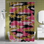 Abstract Glitter Gold, Black and Pink Camo Shower Curtain 48  x 72  (Small)  Curtain(48  X 72 ) - 42.18 x64.8  Curtain(48  X 72 )