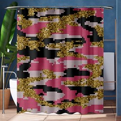 Abstract Glitter Gold, Black And Pink Camo Shower Curtain 60  X 72  (medium)  by AnkouArts