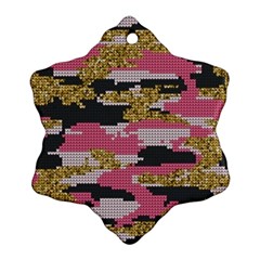 Abstract Glitter Gold, Black And Pink Camo Ornament (snowflake) by AnkouArts