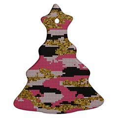 Abstract Glitter Gold, Black And Pink Camo Ornament (christmas Tree) 