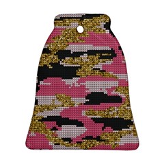 Abstract Glitter Gold, Black And Pink Camo Ornament (bell)