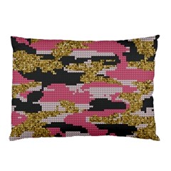 Abstract Glitter Gold, Black And Pink Camo Pillow Case (two Sides) by AnkouArts