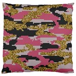 Abstract Glitter Gold, Black and Pink Camo Large Cushion Case (Two Sides) Front