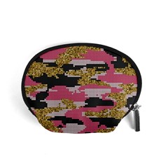 Abstract Glitter Gold, Black And Pink Camo Accessory Pouch (small) by AnkouArts