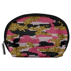 Abstract Glitter Gold, Black And Pink Camo Accessory Pouch (large) by AnkouArts