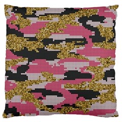 Abstract Glitter Gold, Black And Pink Camo Standard Flano Cushion Case (one Side)