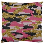 Abstract Glitter Gold, Black and Pink Camo Standard Flano Cushion Case (Two Sides) Front