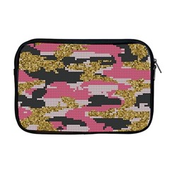 Abstract Glitter Gold, Black And Pink Camo Apple Macbook Pro 17  Zipper Case by AnkouArts