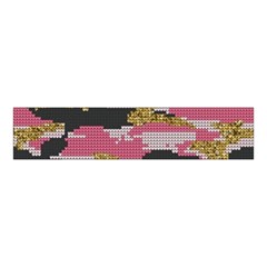 Abstract Glitter Gold, Black And Pink Camo Velvet Scrunchie by AnkouArts