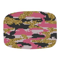 Abstract Glitter Gold, Black And Pink Camo Mini Square Pill Box by AnkouArts