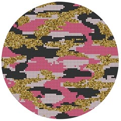 Abstract Glitter Gold, Black And Pink Camo Wooden Bottle Opener (round) by AnkouArts