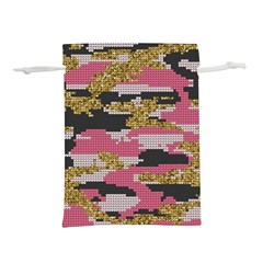 Abstract Glitter Gold, Black And Pink Camo Lightweight Drawstring Pouch (m) by AnkouArts