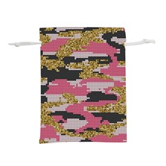 Abstract Glitter Gold, Black And Pink Camo Lightweight Drawstring Pouch (l) by AnkouArts