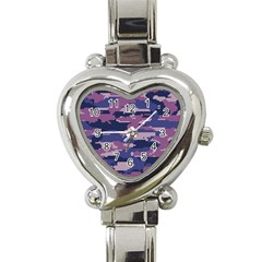 Abstract Purple Camo Heart Italian Charm Watch by AnkouArts